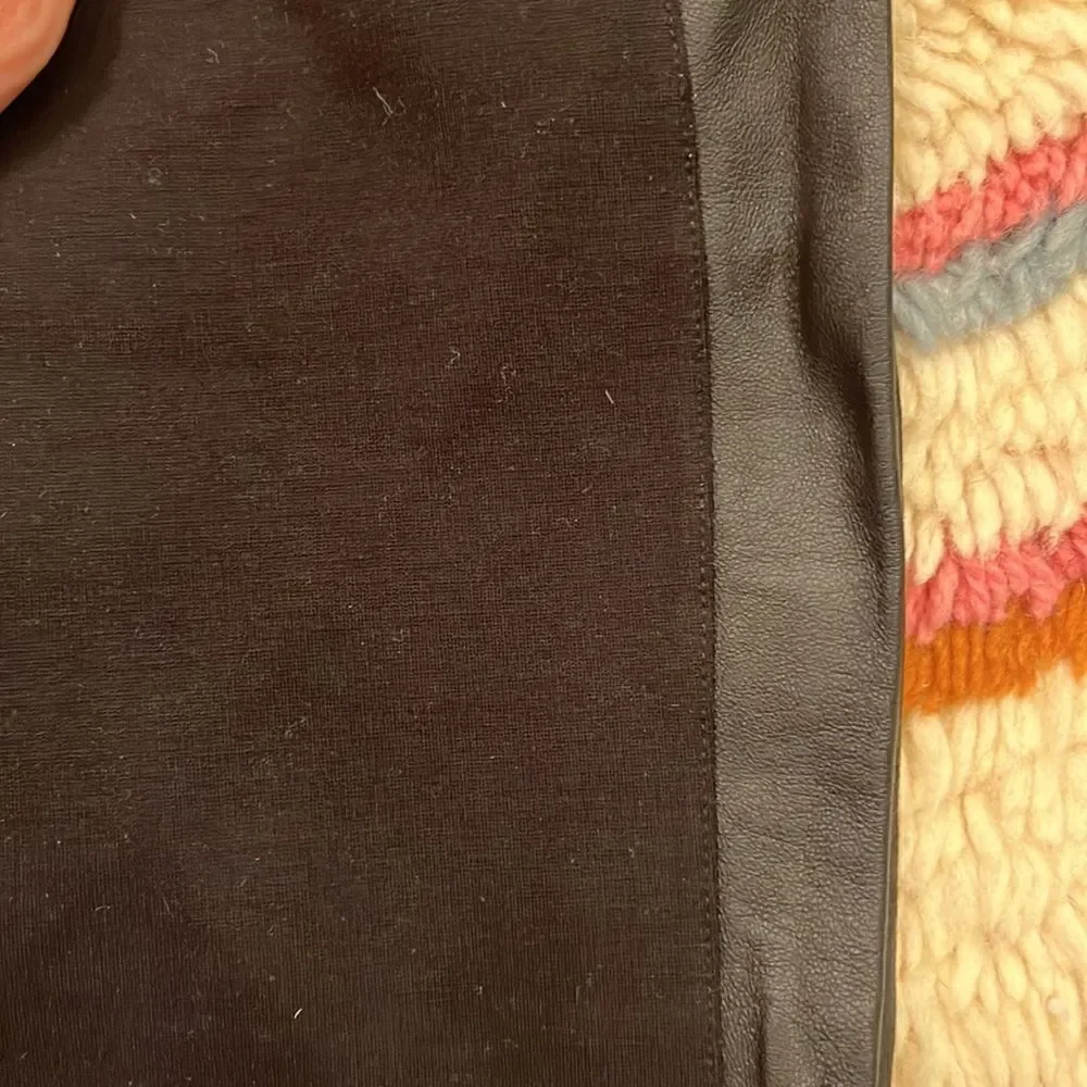 J. Crew Women Black Pants with Leather Trim